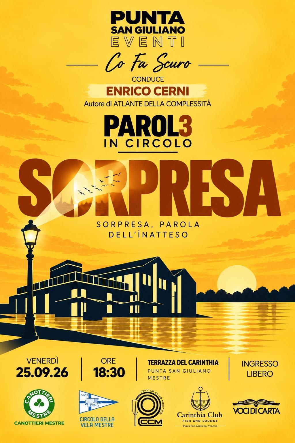 Locandina: Sorpresa, ven 25 settembre, Terrazza del Carinthia Club